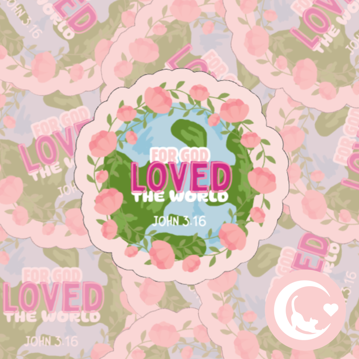 Floral World John 3:16 Sticker