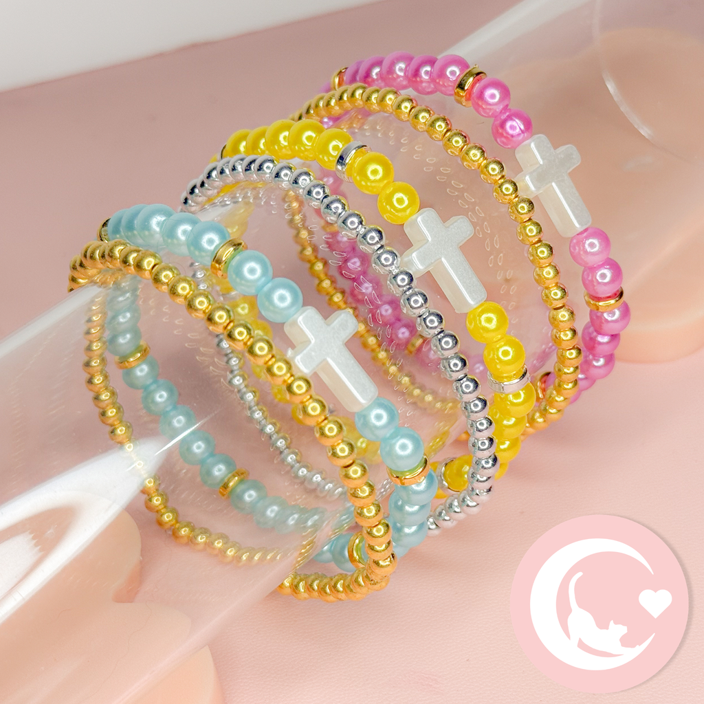 Cross Stretch Bracelet Stack - Purple