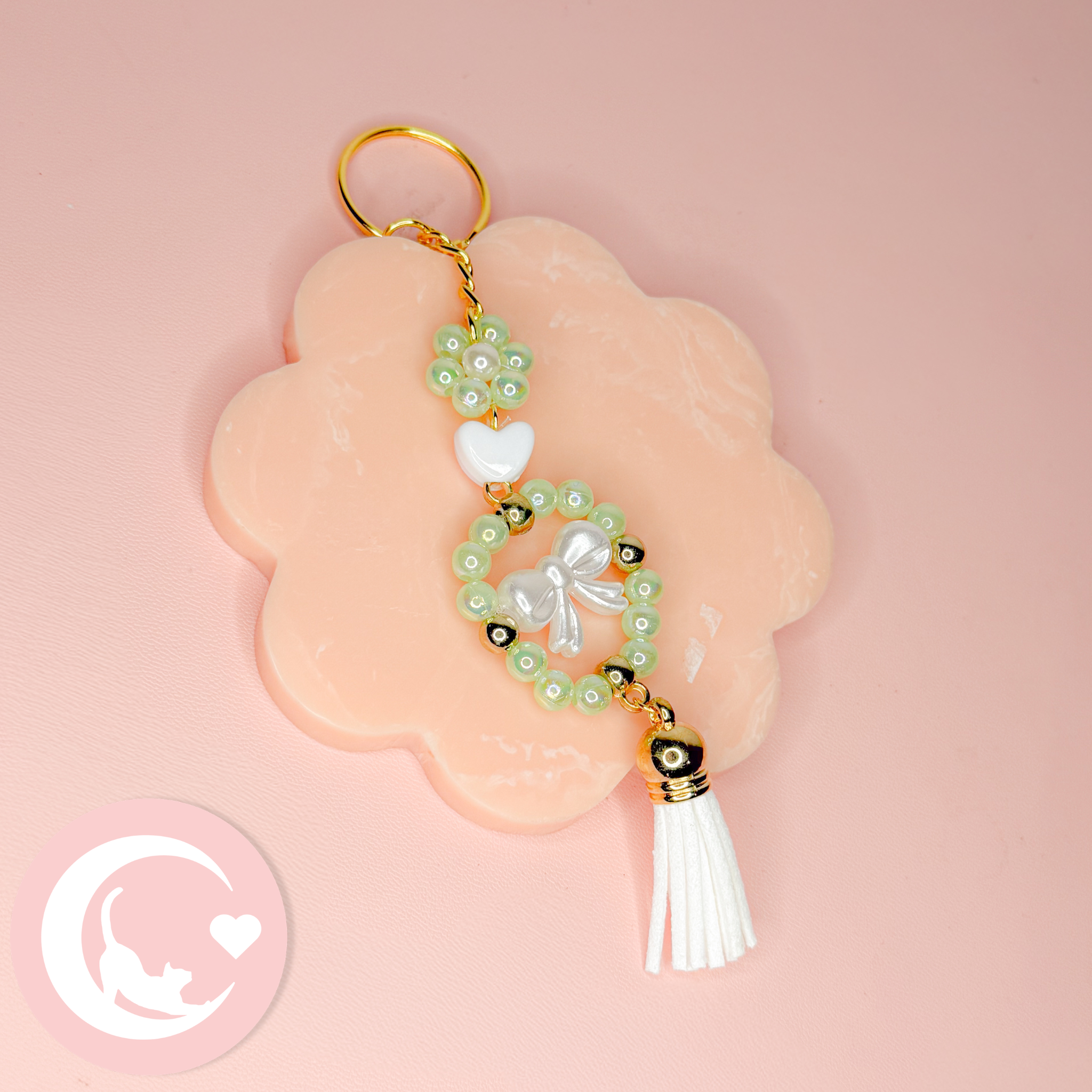 Framed Bow Keychain - Green