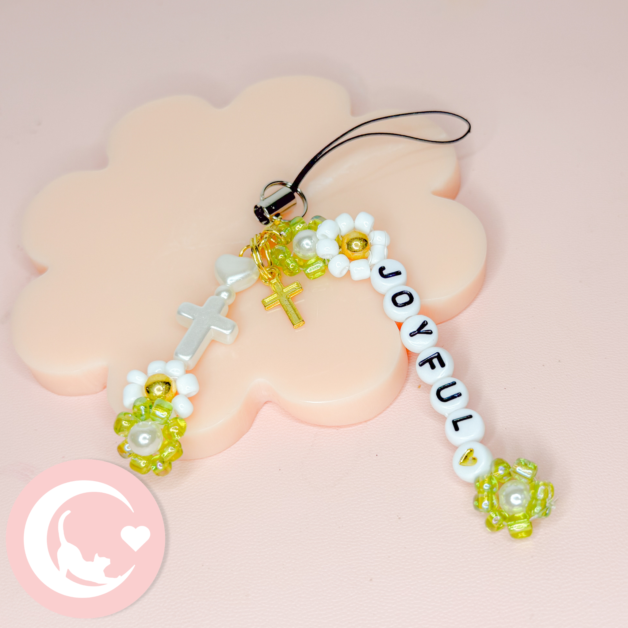 Green "Joyful" Phone Charm
