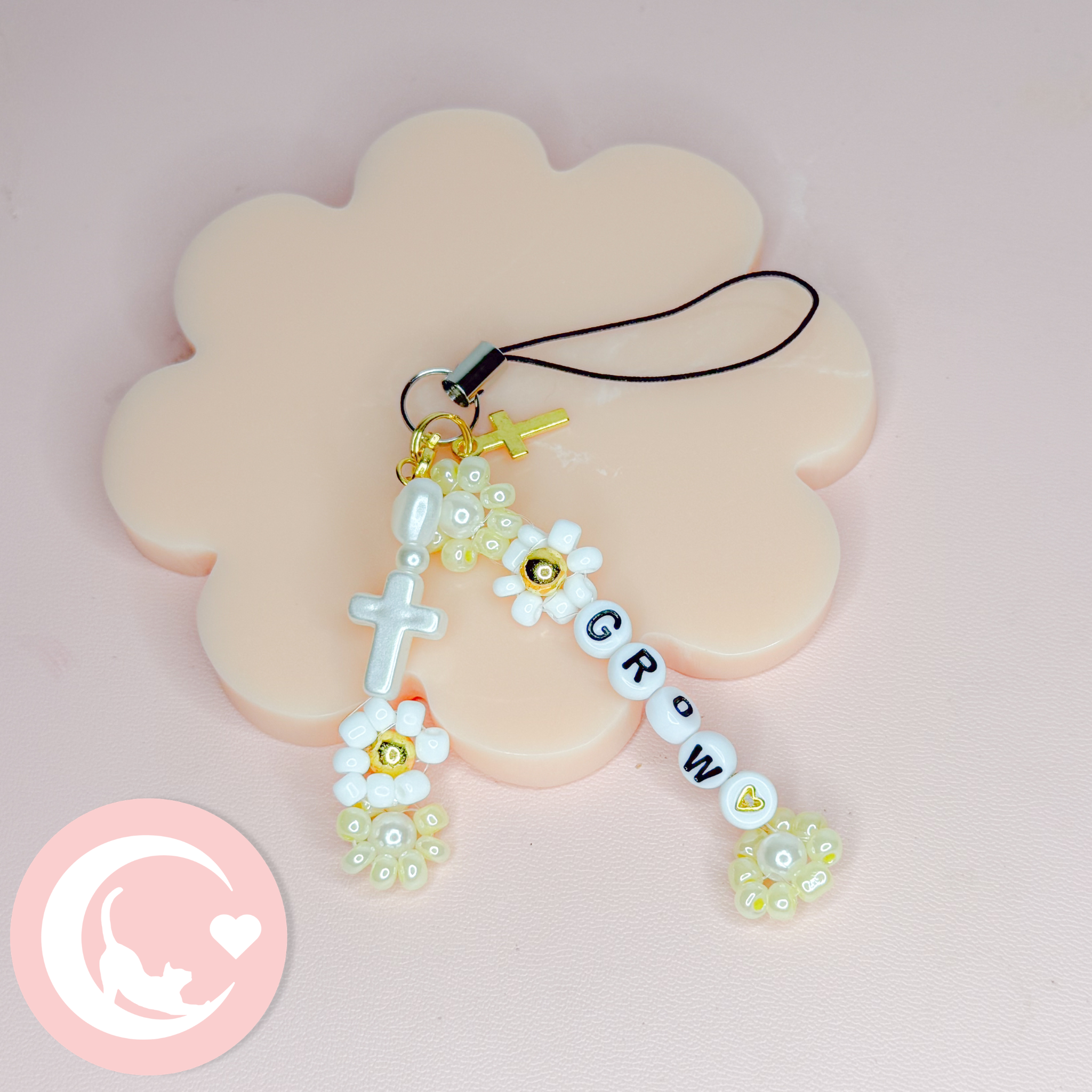 Yellow "Grow" Phone Charm