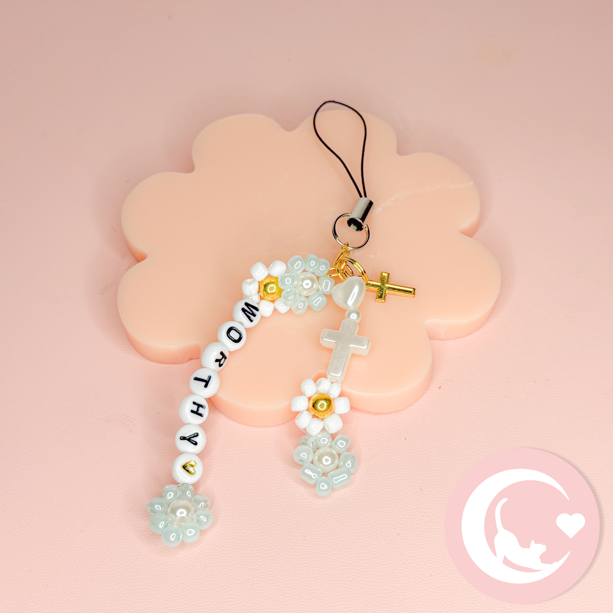 Blue "Worthy" Phone Charm