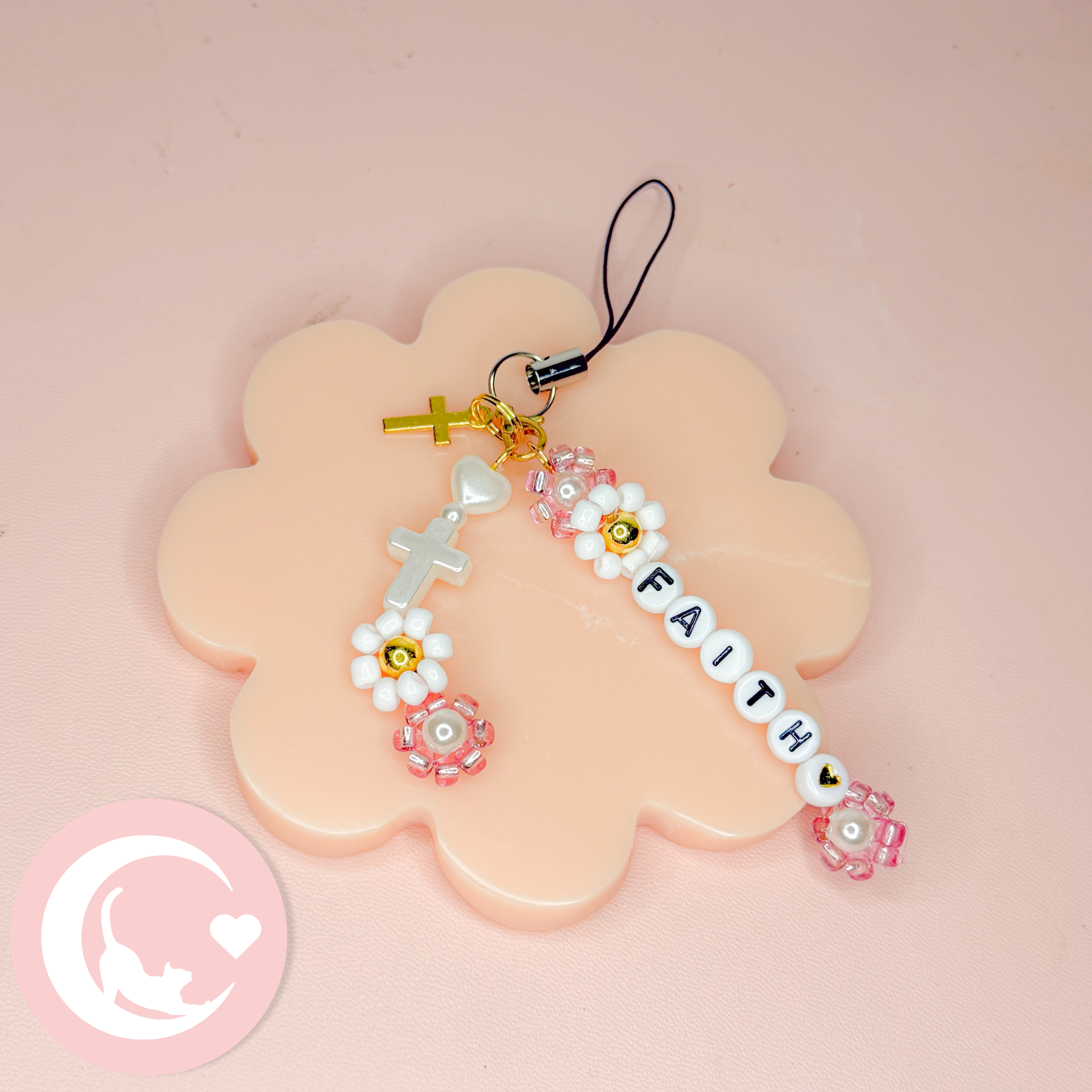 Magenta "Faith" Phone Charm