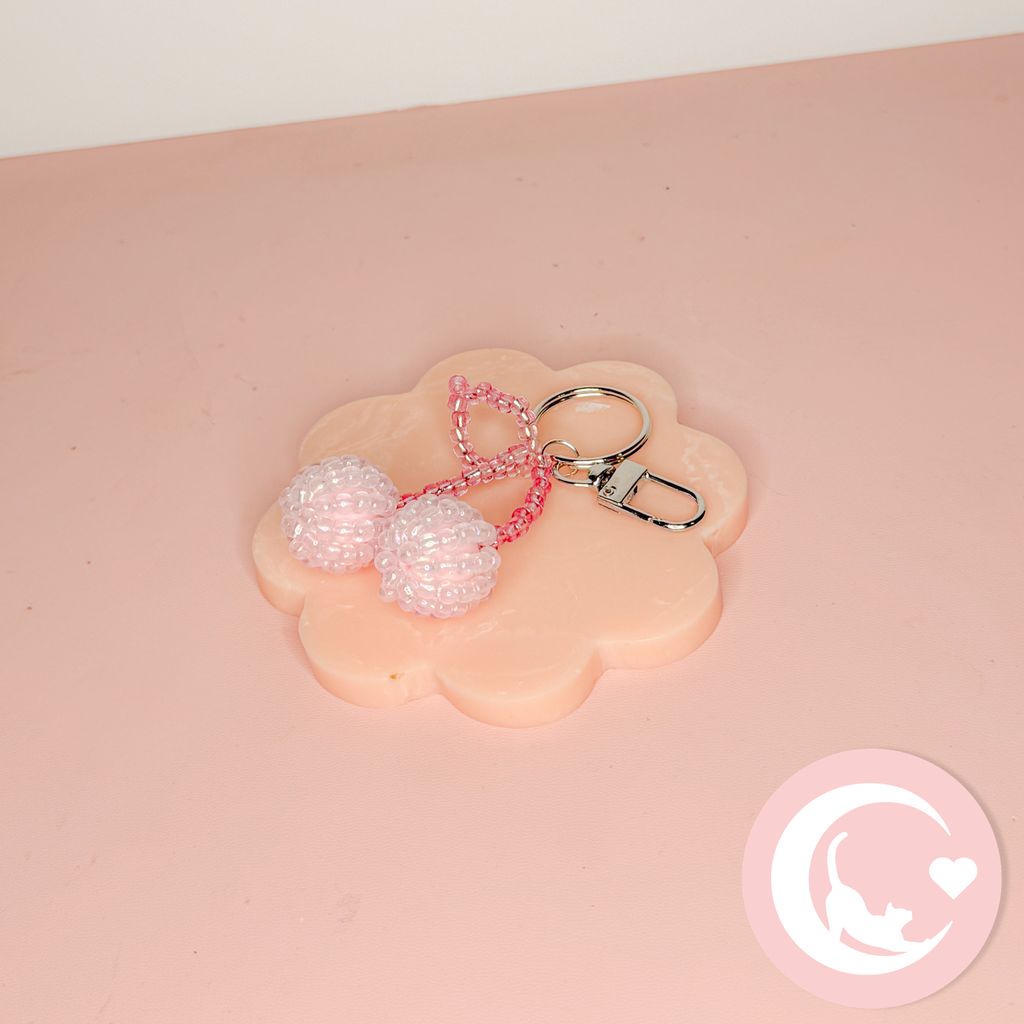 Cherry Beaded Bag Charms - Pink