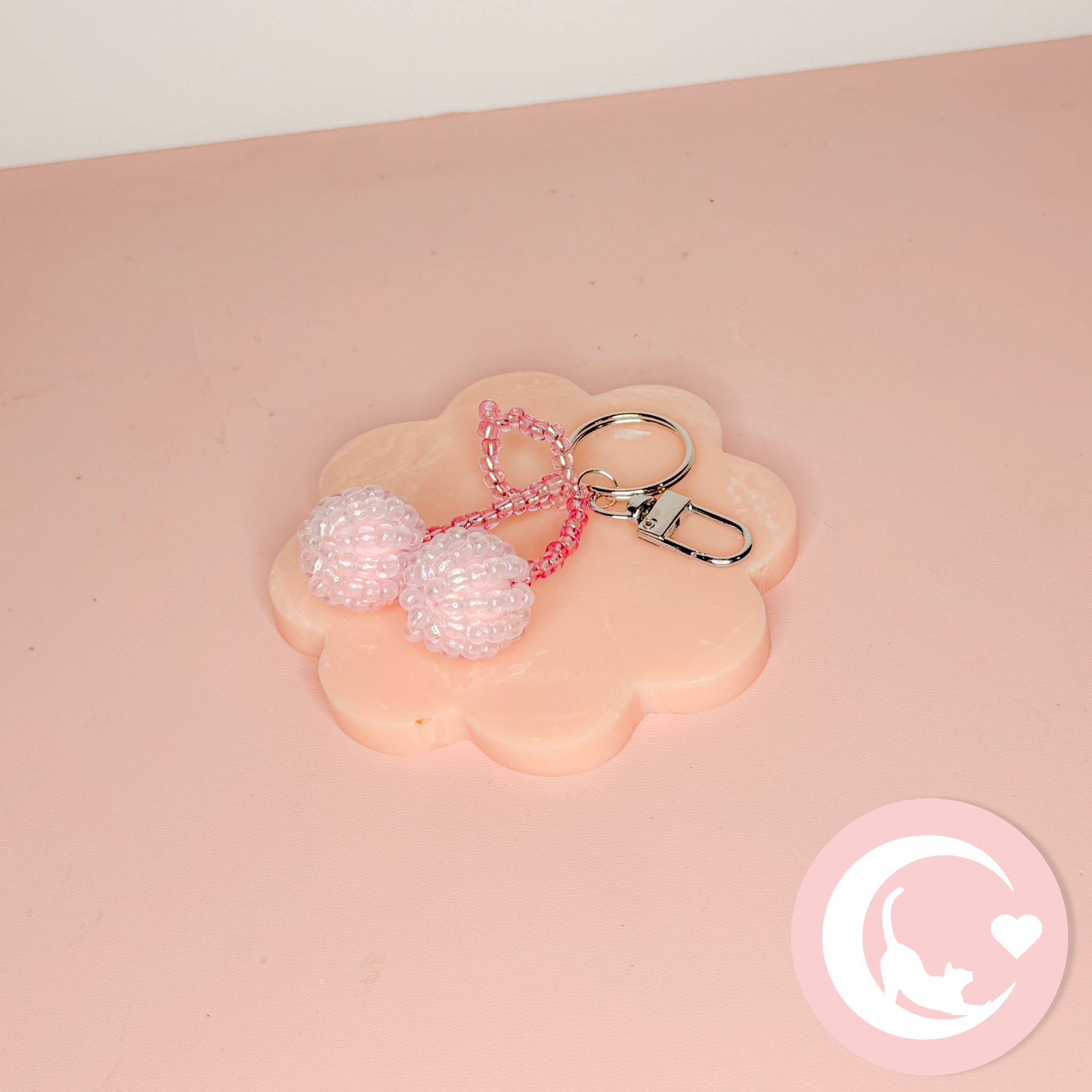 Cherry Beaded Bag Charms - Pink