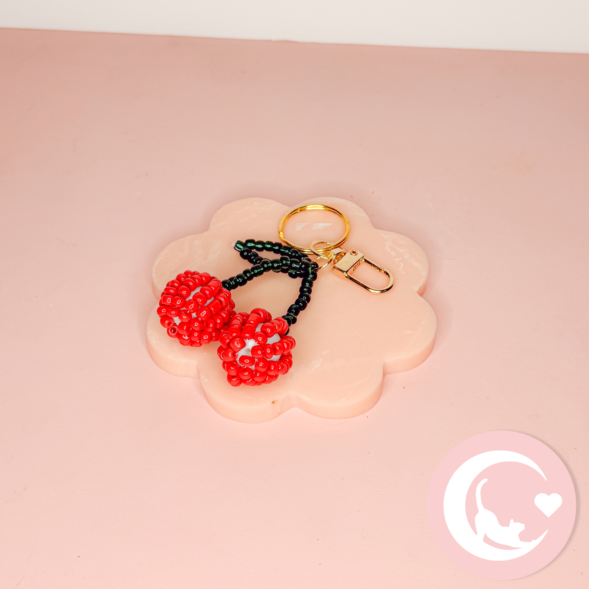Cherry Beaded Bag Charms - Classic Cherry