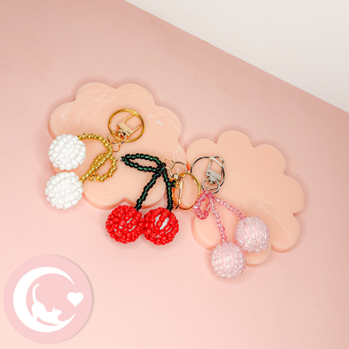 Cherry Beaded Bag Charms - Classic Cherry